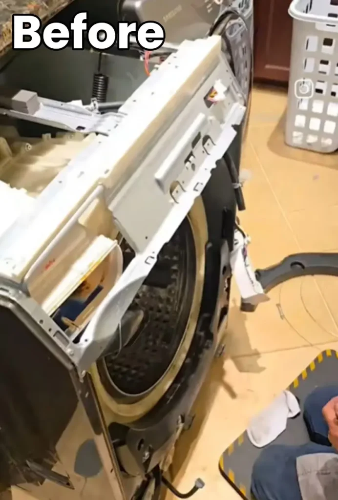 Disassembled front-load washing machine before repair by Appliance Repair Lexington KY